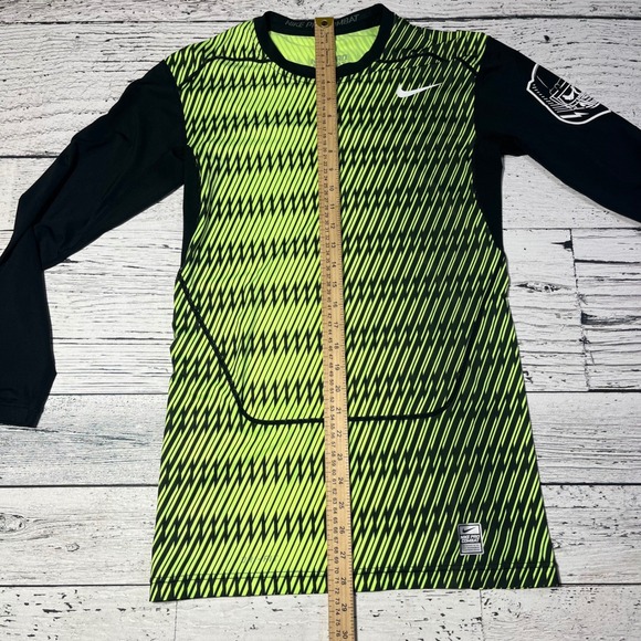 Nike Pro Combat Compression Long‎ Sleeve Shirt Football Skull L Green Black - Picture 5 of 7